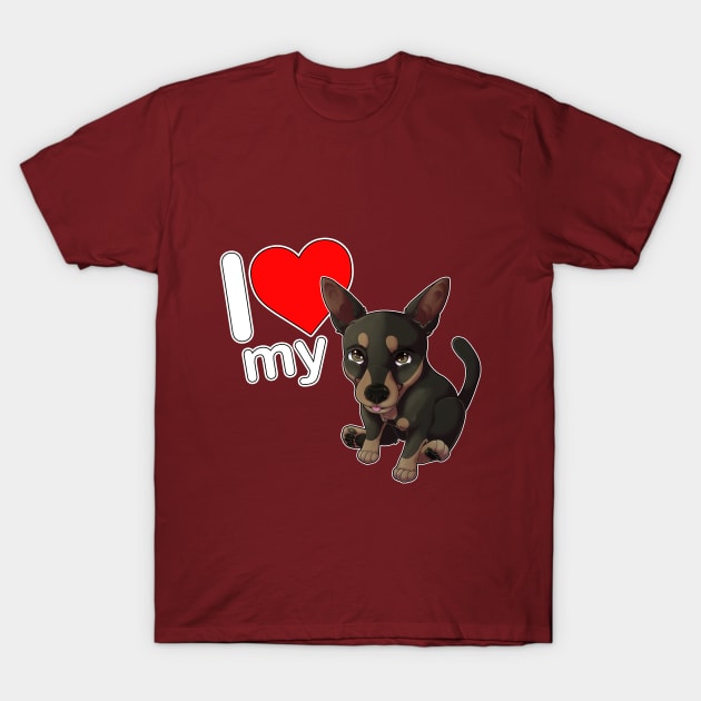 I love my chihuahua - black&tan T-Shirt by SeidenKaczka